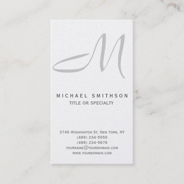 Stilvolle Script Monogram Simple Business Card Visitenkarte (Vorderseite)