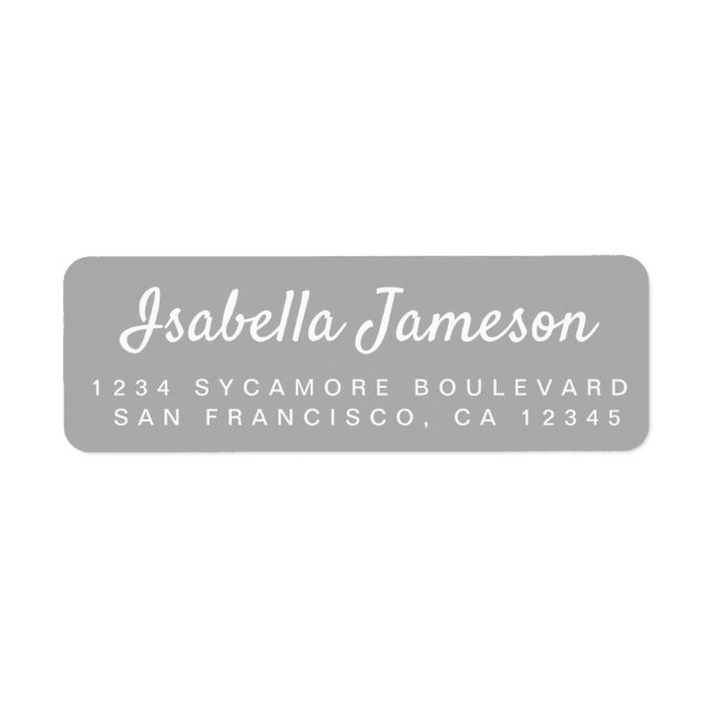 Stilvolle Script Name Silver Gray Rücksendeadresse (Vorne)