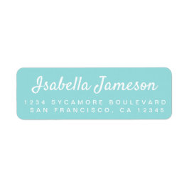 Stilvolle Script Name Turquoise Blue Rücksendeadre