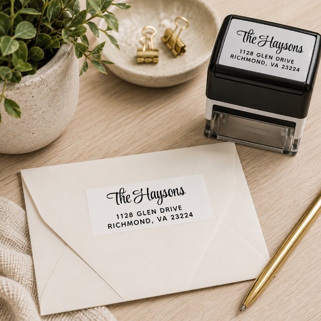 Stilvolle Script-Rücksendeadresse Permastempel (Stylish Script Return Address Self-inking Stamp)