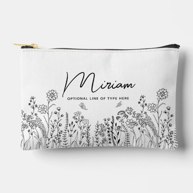 Stilvolle Script Trendy Floral Cosmetic Bag Zubehörtasche (Vorderseite)
