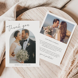 Stilvolle Script Wedding 2 Fotos Danke Karte