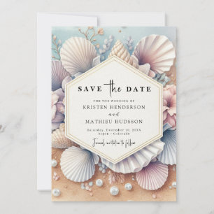 Stilvolle Seashell Beach Wedding Save The Date
