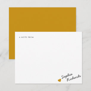 Stilvolle Senfgelb Feminine Herz Briefpapier Mitteilungskarte
