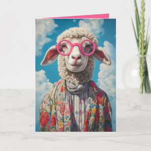 Stilvolle Sheep Pink Brille floral AtReifen Blue S Einladung