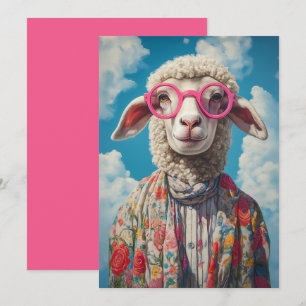 Stilvolle Sheep Pink Brille floral AtReifen Blue S Einladung