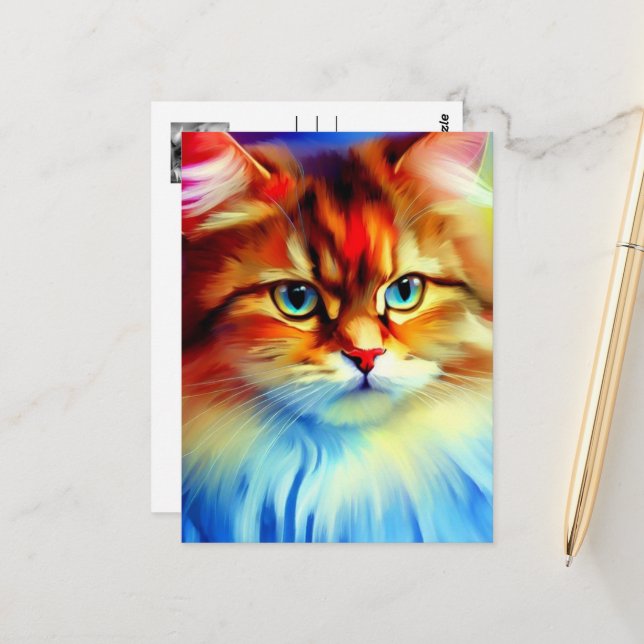 Stilvolle Sibirische Katzenpostkarte Postkarte (Vorderseite/Rückseite Beispiel)