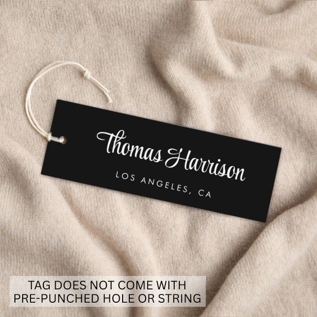 Stilvolle Signature Script Black Hang Tag (Empower your name in our signature script as your logo and brand identity)
