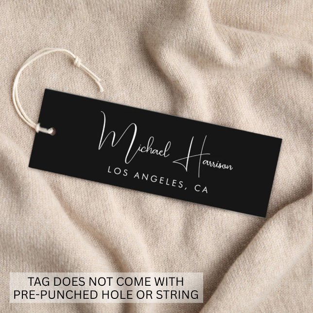 Stilvolle Signature Script Black Hang Tag (Empower your name in our signature script as your logo and brand identity)