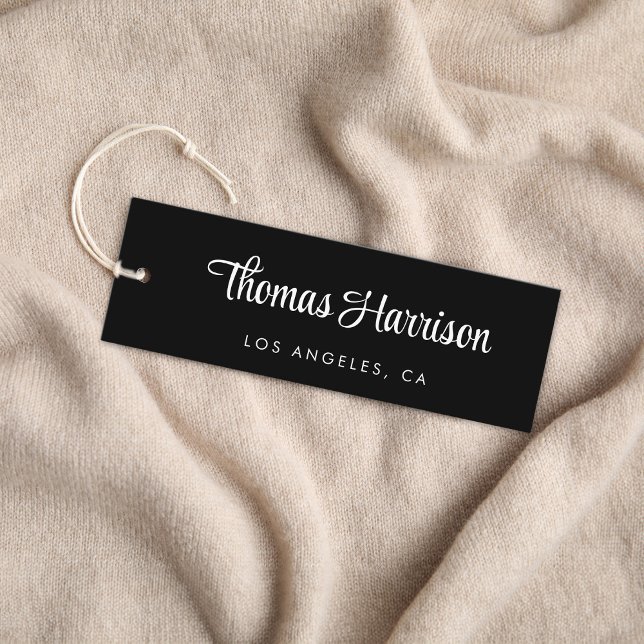 Stilvolle Signature Script QR Code Black Hang Tag (Empower your name in our signature script as your logo and brand identity)