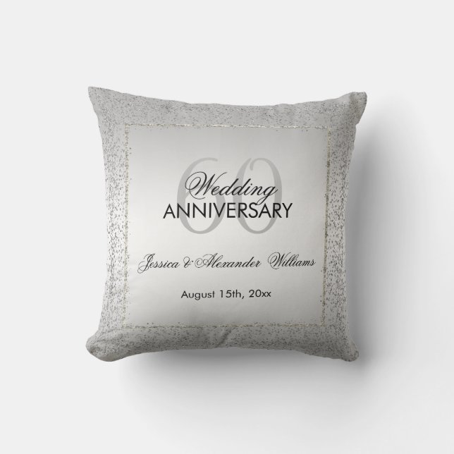 Stilvolle silberne Diamant-Hochzeit des Kissen (Vorderseite)
