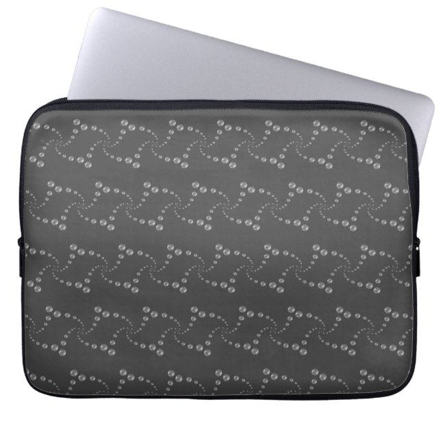 Stilvolle, silberne Polka-Punkte auf grau Laptopschutzhülle (Vorderseite)