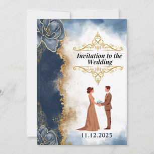 Stilvolle Silhouette Couple Wedding Einladung (Nav