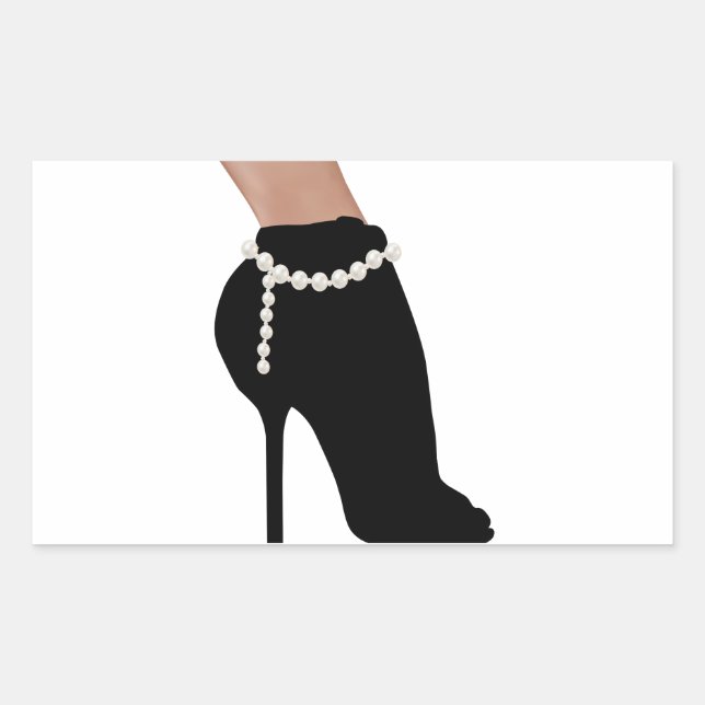 stilvolle Silhouette schöne Frauenschuhe High Heel Rechteckiger Aufkleber (Vorderseite)