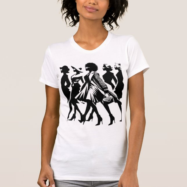 Stilvolle Silhouetten-Parade T-Shirt (Vorderseite)