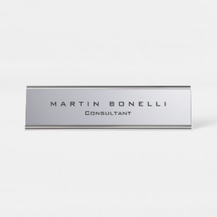 Stilvolle Silver Background Schlicht anpassbar Schreibtischnamensplakette
