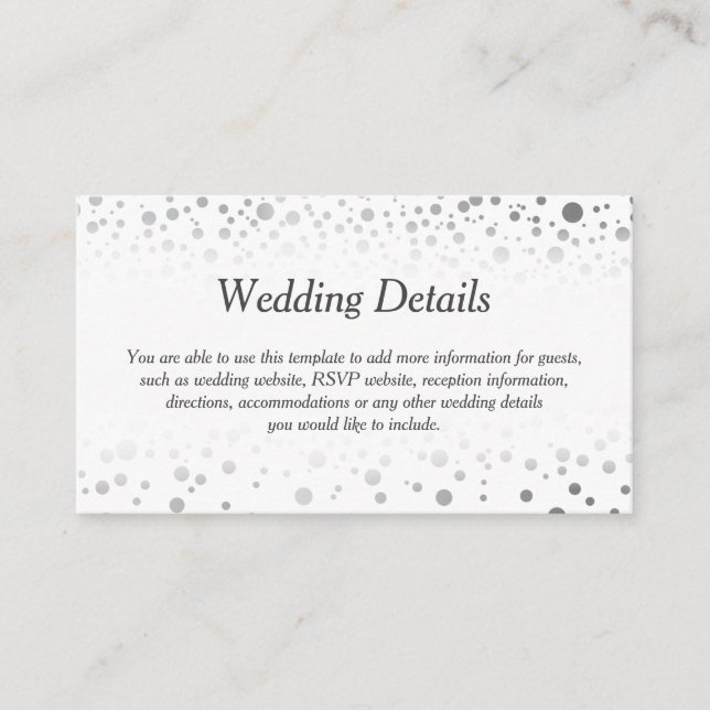 Stilvolle Silver Confetti Dots - Details zur Hochz Begleitkarte (Vorderseite)