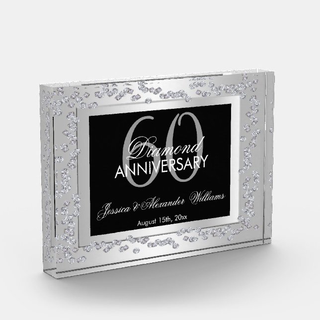 Stilvolle Silver Diamonds 60. Hochzeitstag Fotoblock (Links)