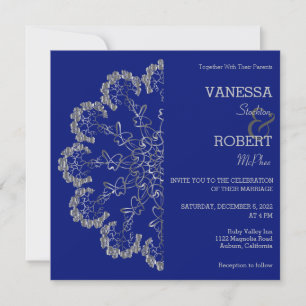 Stilvolle Silver Floral Mandala Wedding Einladung