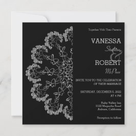 Stilvolle Silver Floral Mandala Wedding Einladung