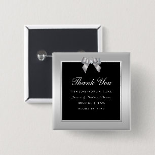 Stilvolle Silver Gem Bow & Black Gastgeschenk Hoch Button