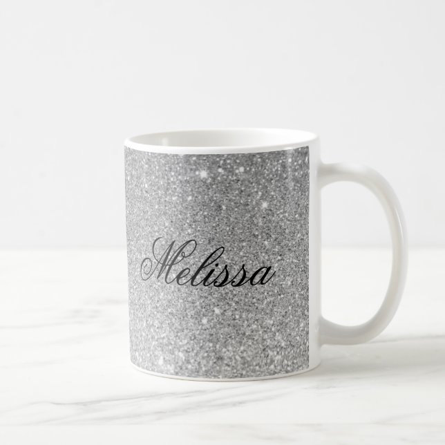 Stilvolle Silver Glitzer kundenspezifische Tasse (Rechts)