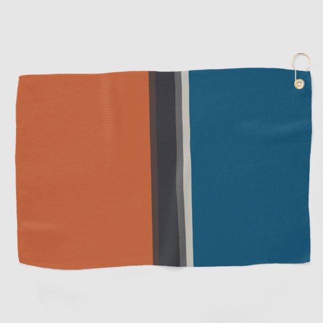 Stilvolle Silver Gray Navy Orange Red Blue Streife Golfhandtuch (Horizontal)