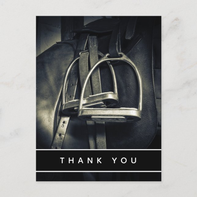 Stilvolle Silver Stirrups Vielen Dank Postkarte (Vorderseite)
