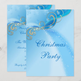Stilvolle Silver Wirbel & Blue Snowflake Glitzern Einladung