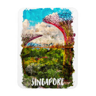 Stilvolle Singapur Asia Watercolor Travel Magnet