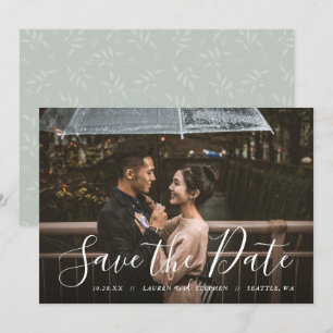 Stilvolle Skript-Foto-Overlay Save the Date Einlad Einladung