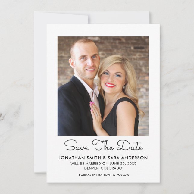 Stilvolle Skript-Minimal-Save-The-Date-Foto Save The Date (Vorderseite)
