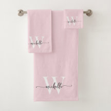 Stilvolle Skripte Moderner Blush Pink Monogram Nam