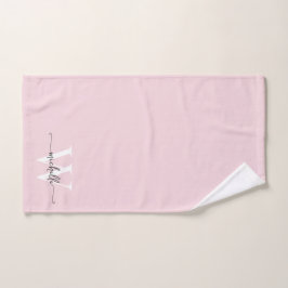 Stilvolle Skripte Moderner Blush Pink Monogram Nam Handtuch