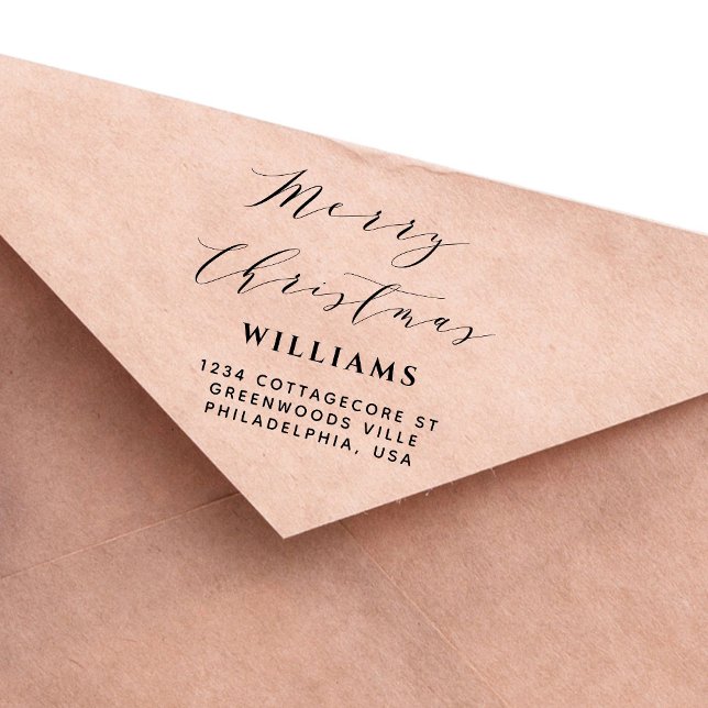 Stilvolle Skriptkalligrafie Frohe Weihnachtsfamili Permastempel (Von Creator hochgeladen)