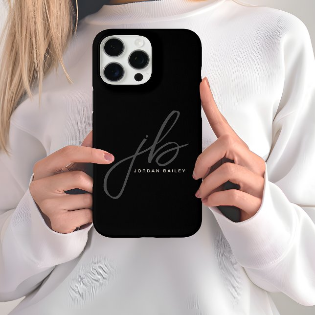 Stilvolle Skriptmonogramm-Initialen und Name iPhone 16 Pro Max Hülle (Von Creator hochgeladen)
