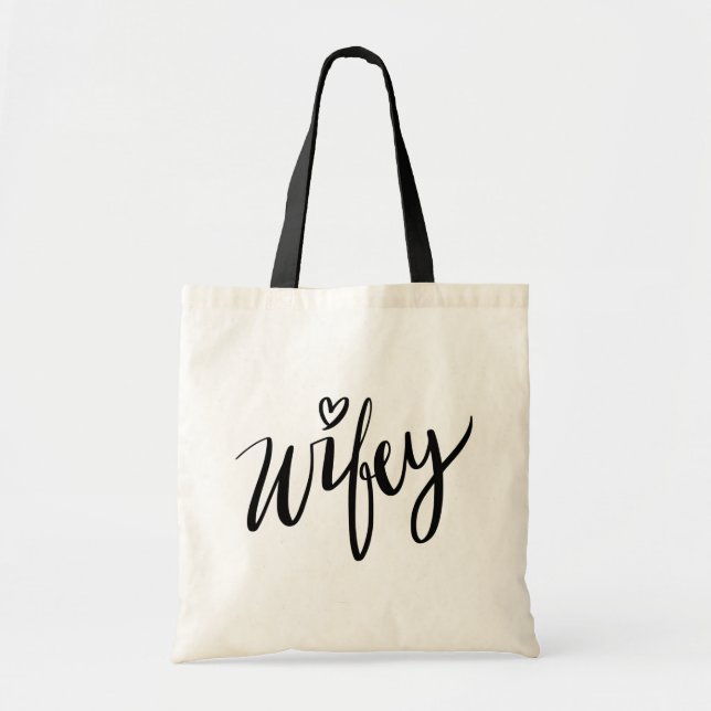 Stilvolle Skripttypographie wifey Taschentasche Tragetasche (Vorne)