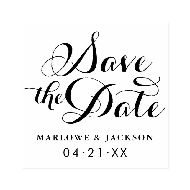 Stilvolle SkriptWedding Save the Date Gummistempel (Prägung)