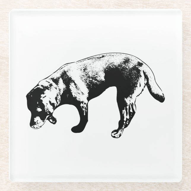 Stilvolle Sniffing Labrador Ink Art Untersetzer (Vorderseite)