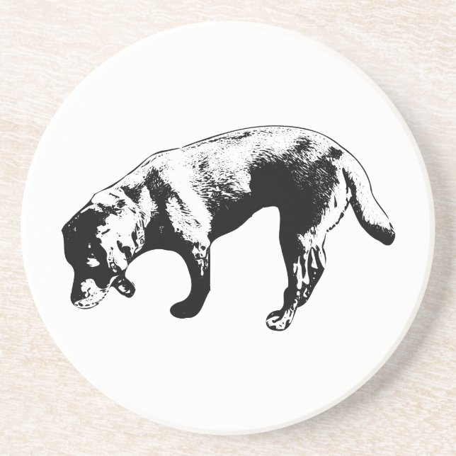 Stilvolle Sniffing Labrador Ink Art Untersetzer (Vorne)