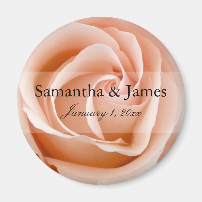 Stilvolle Soft Orange Rose Personal Wedding Magnet (Vorne)