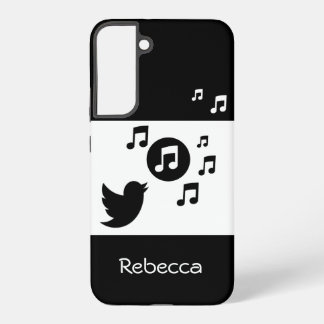Stilvolle Songbird Black and White Personalisiert Samsung Galaxy Hülle