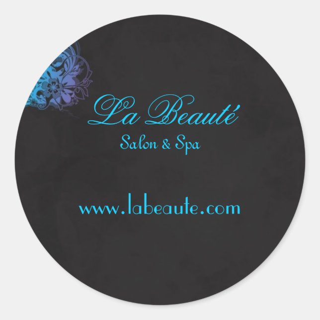 Stilvolle Spa Salon Floral Blue Türkis Sticker (Vorderseite)