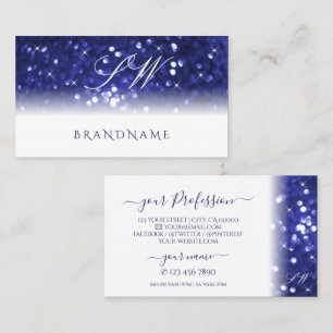 Stilvolle Stars-Initials von White Blue Sparkle Gl Visitenkarte