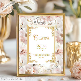 Stilvolle staubige Blume in Rosa und goldfarbene, Poster