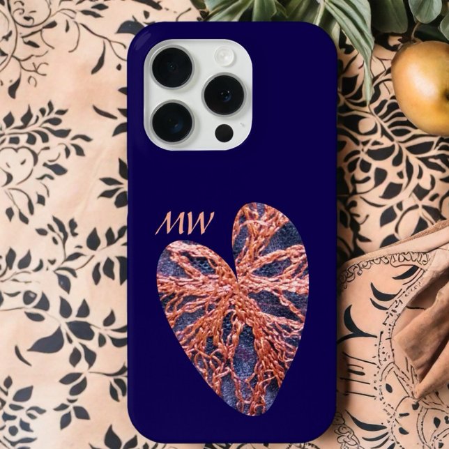 Stilvolle Stickereien in orangefarbenem Monogramm Case-Mate iPhone Hülle (Von Creator hochgeladen)