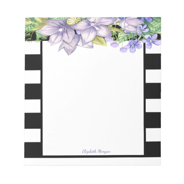 Stilvolle Streifen, Aquarellfarben-Blume - Persona Notizblock (Vorderseite)