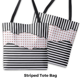 Stilvolle Streifen Netz in Schwarz, Weiß und Rosa Tasche