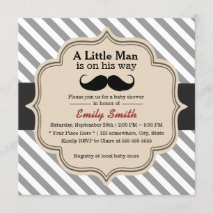 Stilvolle Stripes Mustache Little Man Babydusche Einladung