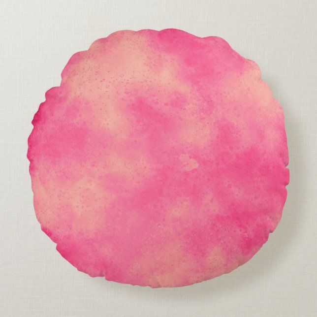 Stilvolle Sturmwolke-Effekt-Muster pinkgelb Rundes Kissen (Vorderseite)